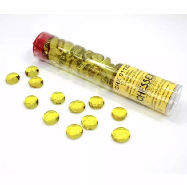Chessex Gaming Glass Stones in Tube Yellow (žetony) – 40 ks