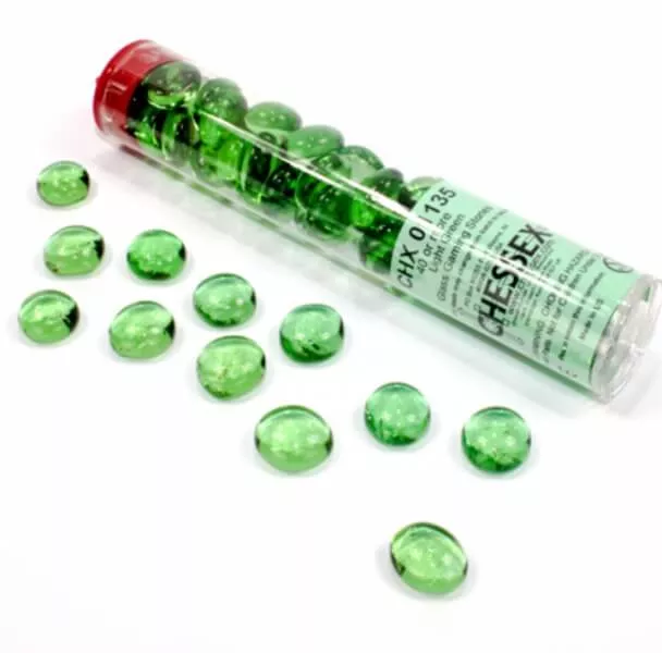 Chessex Gaming Glass Stones in Tube Light Green (žetony) – 40 ks