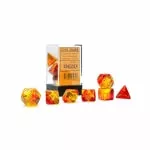 Sada kostek Chessex Gemini Translucent Red-Yellow/Gold Polyhedral 7-Die Set - s krabičkou