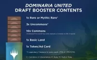 Magic the Gathering Dominaria United Draft Booster Box - rozložení karet v boosteru