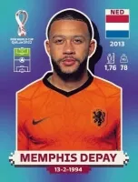 World Cup Katar 2022 - fotbalové samolepky EN/DE - Memphis Depay