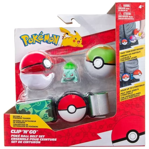 Pokémon Clip and Go set Bulbasaur s páskem - Poké Ball + Nest Ball