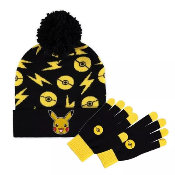 Pokémon Pikachu čepice a rukavice - dárkový set