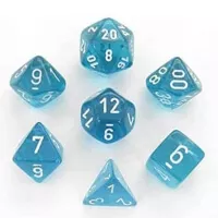 Chessex Translucent Teal/White Polyhedral 7-Die Set