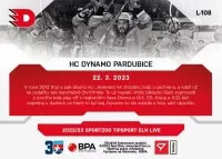 Back zadní strana karty hokej hc dynamo pardubice