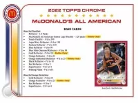 2022 NBA karty Topps Chrome McDonald's All American Basketball Hobby 3