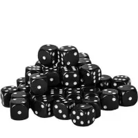 Opaque Black/White 12mm d6 Dice Block (36 dice)