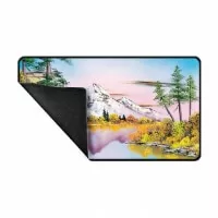 Hrací podložka Bob Ross Mighty Mountain Lake Black Stitched