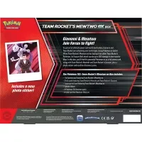 Zadní strana balení Pokémon TCG Team Rocket's Mewtwo ex Box