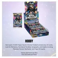 Karty NFL 2025 Topps Chrome Cosmic Football Hobby obsah