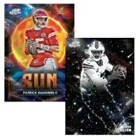 Karty NFL 2025 Topps Chrome Cosmic Football Mahomes, Allen