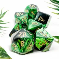 Sada kostek Chessex Gemini Black-Green/Gold Polyhedral 7-Die Set CHX26439