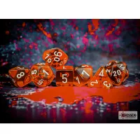 Sada kostek na RPG Chessex Translucent Orange/white Polyhedral 7-Dice Set