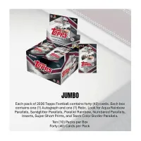 Karty NFL 2026 Topps Football Flagship Hobby Jumbo Box obsah