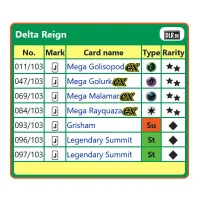 Pokémon přehled vzácných karet Delta Reign